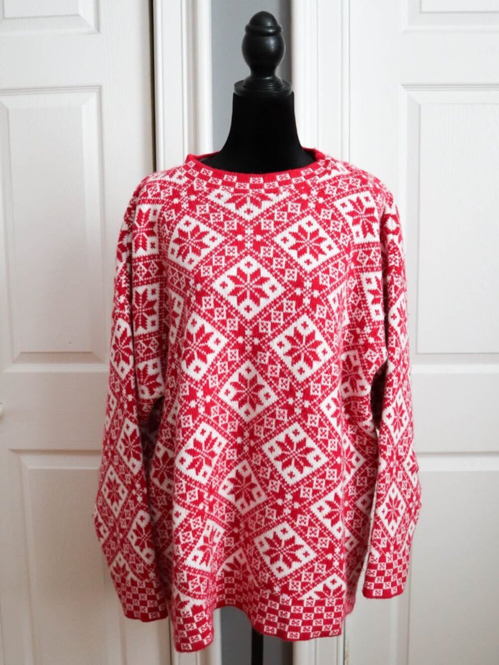 Vtg '90s Knit Force Nordic Fair Isle Sweater Hot Pink Magenta Women's Sz 2x USA